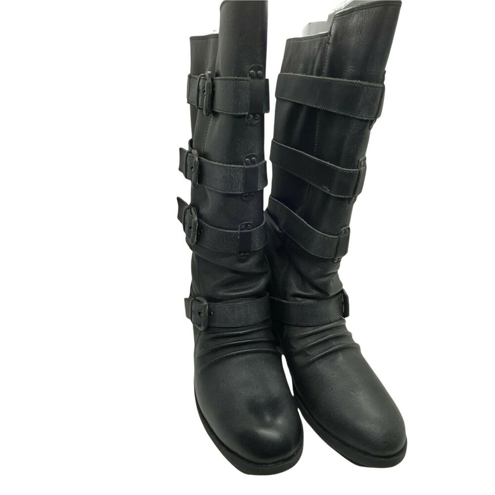 Skechers Riding Boot Women's 47331 Black Leather Round Toe Pull On Size 9.5